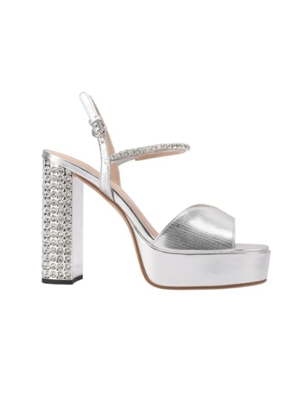 Platform Chunky High Heel Sandals Rhinestone Crystal Open Toe Ankle Strap